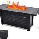 57" Fire Pit Table, 50000BTU Rectangle Propane Fire Table with Cover & Rain Cover, Sturdy Steel and Iron Fence Surface, CSA Safety Certified, Companion for Your Garden (Enlarged Version)