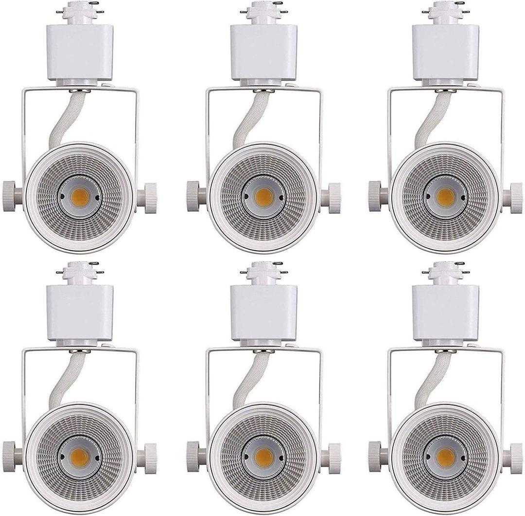 CLOUDY BAY 8W 3000K Warm White Dimmable LED Track Light Head,CRI90+ True Color Rendering Adjustable Tilt Angle Track Lighting Fixture,40 Angle for Accent Retail,White Finish,Halo Type- Pack of 6