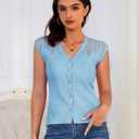 DRESSTELLS Summer Vest Tops for Women 2025 Sweater Vests Button Up Tank Top Y2K Caual Business Knit Shirts (Blue, M)