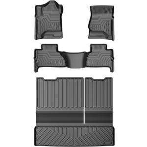 Mixsuper Floor Mats for Tahoe & GMC Yukon 2015-2020 7 Seats (Only Bucket Seat), All Weather 2 Row Floor Liners and Trunk Mat Accessories Set Black