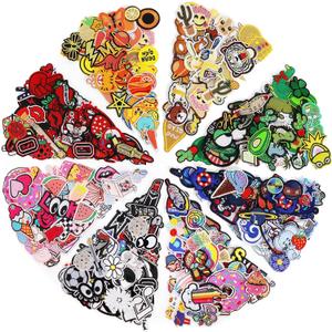 NICEVINYL Embroidered Iron-on Patches Applique: 72Pcs Random Assorted Decorative Patches Iron on/Sew on for Clothing Accessories