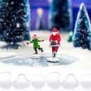 Sieral 6 Pieces Christmas Mirror Lake Landscaping Accessory Miniature 4 Inch Christmas Village Pond Curved Mini Ice Skating Rink Figurines Decoration for Holiday Christmas Village