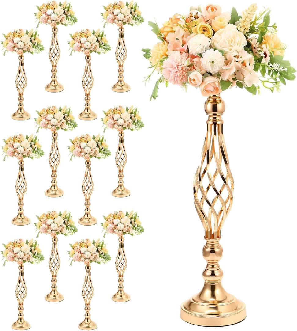 12 Pcs Metal Flower Arrangement Stand, 20 Inch Tall Metal Candle Holders Bulk for Wedding Table Decor & Party Home Decor