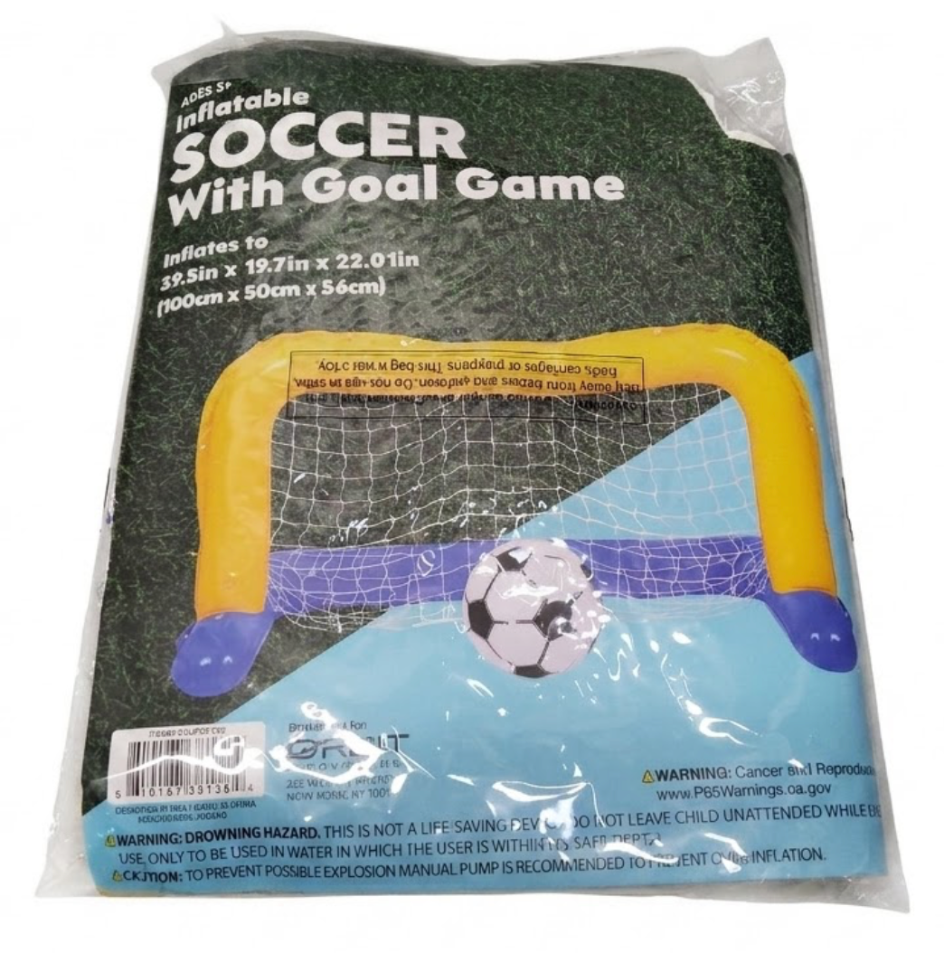 Inflatable Soccer With Goal Game Inflates To 39.5 in x 19.7 in x 22.01 in