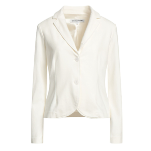 Women's Classic Two-Button Slim Fit Blazer Jacket, Cream, Medium