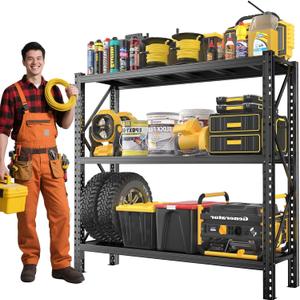 Garage Shelving 1800LBS Heavy Duty Shelving Units and Storage Shelves Adjustable 3 Tier Metal Shelving for Kitchen,Utility Room and Basement, 19.7" D x 63" W x 67" H, Black