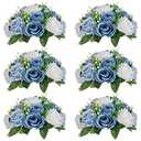 NUPTIO Wedding Floral Centerpieces for Tables: 6 Pcs Dusty Blue & White Fake Flower Ball for Weddings Party - Artificial Rose Arrangements for Birthday Bridal Shower Decorations