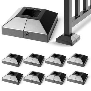 1.5"x1.5" Aluminum Deck Post Base Cover for Railings, Stairs, Patios, Porches - Split Post Skirt 8Pcs (Black)