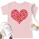 Toddler Valentine's Day Shirts Boys Girls Love Heart Graphic T-Shirt Valentine Short Sleeve Tee Tops