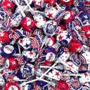 Patriotic Candy, Fruit Lollipops, Red White and Blue Candy - 35 Count (EXP 01/16/28)