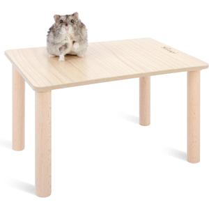 Niteangel Hamster Play Wooden Platform for Dwarf Syrian Hamsters Gerbils Mice Degus or Other Small Pets (11.8 L x 8.2 W - 5.9'' Height, Burlywood)