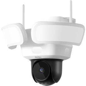 Aosu Floodlight Camera Wired, 3K UHD Security Camera Outdoor, 360 Coverage Surveillance, 24/7 Recording, Motion Detection, 2600-Lumen Motion-Activated Floodlight, Color Night Vision