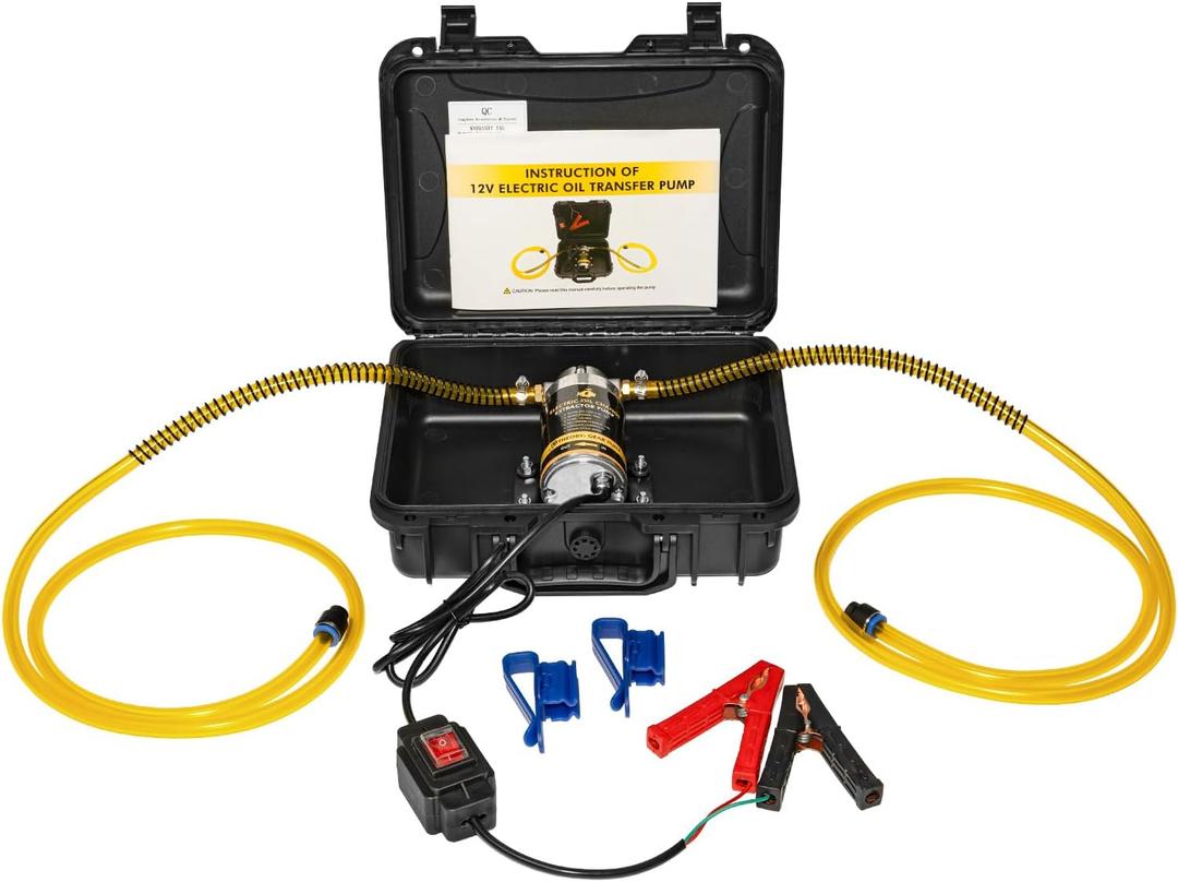 Electric Oil Extractor Pump 12/24V 100W, High Flow Oil Change Pump with Anti-Kink Hose, Transmission Fluid Transfer Pump for Automotive, Marine, Boats, Jet Ski, Lawn Mowers, DIY Oil Transfer