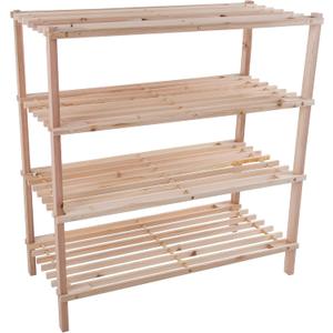 Shoe Storage Rack - 4-Tier Wood Shoe Organizer for Closet, Bathroom, Entryway - Footwear Shelf Holds 12 Pairs Sneakers or Boots by Lavish Home (Light Oak), 25 inches x 26.25 inches x 10 inches