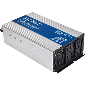 2000W Pure Sine Wave Inverter DC 24V to AC 110V 120V, 4000W Peak Power Inverter with 4 AC Outlets and LED Display for Car, Truck, Solar, Home Off Grid Over 90% Efficiency