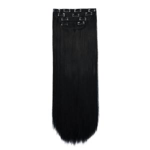REECHO 20" Straight Long 4 PCS Set Thick Clip in on Hair Extensions Natural Black