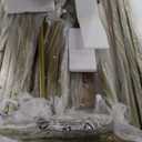 CABIHOME Dining Table Set for 2, Kitchen Table and Velvet Upholstered Chairs for 2, 3 Piece Counter Height Bar Table Set with 3 Large Storage Shelves for Small Space, Apartment, Gray and Gold White