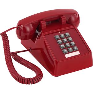 Uvital Retro Red Landline Phone, Vintage Corded Phone for Landline, Old House Phone, Traditional Classic Desk Telephone with Adjustable Handset and Ringer Volume for Home, School, Office, Hotel, Salon
