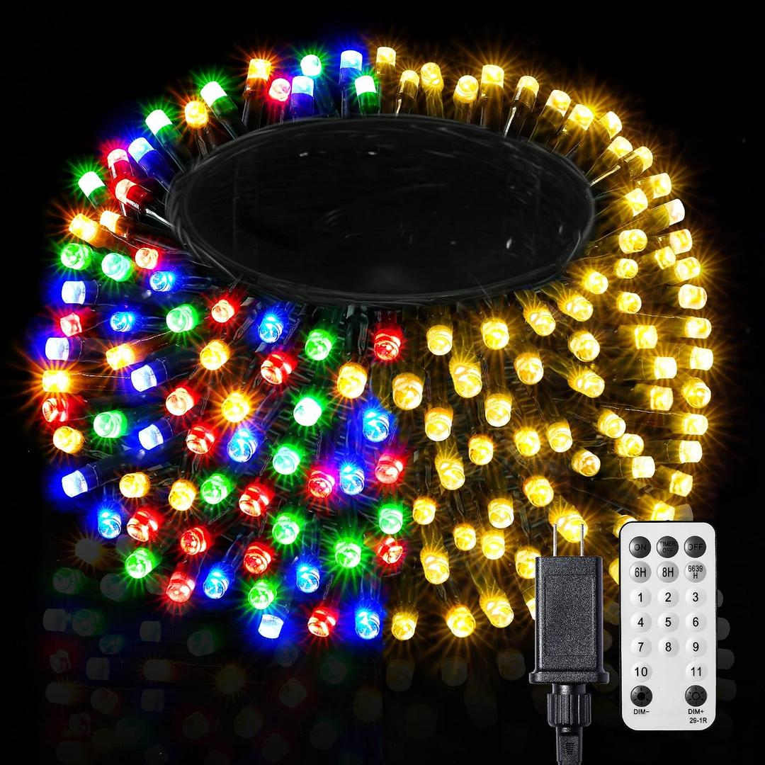 Christmas Lights 500 LED 174FT, UL Certified Color Changing Christmas Tree Lights with Remote, 11 Modes, Timer, Waterproof String Light for Xmas Party Décor, Warm White & Multicolor