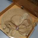 dressfan Fascinator Hats for Women,20s 50s Linen Vintage Hat for Derby/Church/Wedding/Cocktail/Tea Party, M31-Khaki