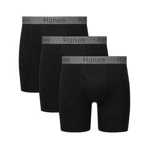 Hanes Men's Stay Dry Pouch Boxer Briefs, Cotton Stretch Boxer Brief with Leak Protection, 3-Pack, Size L