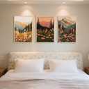 YUFEIART 3 Piece Boho Mountain Landscape Framed Wall Art Set of 3 16x20
Oak Wood Framed Wall Decor, Colorful Wildflower Mountain Prints, Boho Landscape Art for Living Room Bedroom or Office