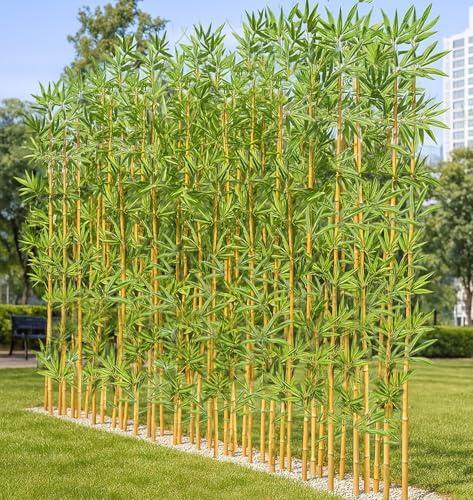 HOUSESET Faux Bamboo Plant Outdoor 10 Pack, Fake Bamboo with Encrypted Leaves for Patio Garden Yard Decor, Privacy Artificial Bambooo Tree (7ft / 213cm)