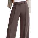 NIMIN Women Wide Leg Pants High Waisted Business Casual Work Trousers Dressy Pants with Pockets (Brown, M)