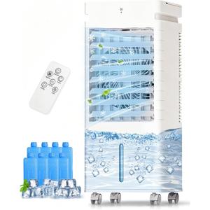 Portable Air Conditioners, Swamp Cooler Portable AC Unit for Room, Windowless Cooling Fan That Blow Cold Air w/Remote 5L Tank 12 Speeds 9H Timer, Evaporative Air Cooler for Bedroom Garage (white)