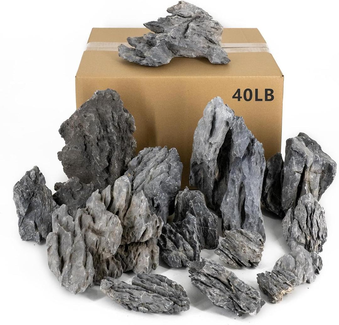 ChaoLeHo Dragon Stone Aquarium Rock Seiryu Stone for Aquariums, Fish Tanks, Bonsai, Terrariums, Wargaming Dioramas, Indoor or Outdoor Gardens (2-10 Inch)