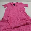 R.Vivimos Womens Summer Cotton Flowy Maxi Dress Short Sleeve V Neck Empire Waist Boho Tiered Ruffle Casual Loose Long Dresses (XL, Pink)