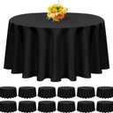 12 Pack 120 Inch Black Round Polyester Tablecloths - Water Resistant, Stain & Wrinkle Resistant, Ideal for Weddings, Banquets, Parties