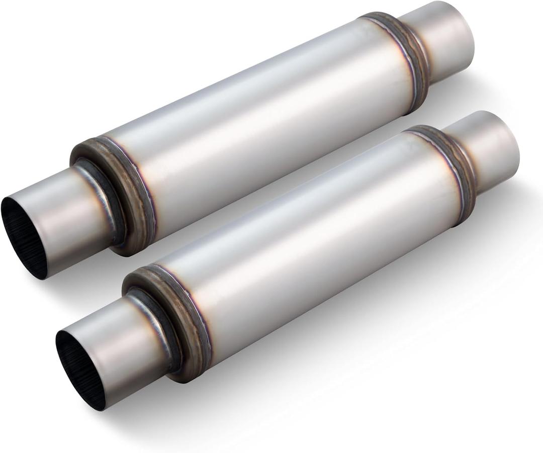 LCGP 3" Mufflers, 3'' Inlet & Outlet Universal Resonator, 20'' Overall Length Stainless Steel Exhaust Muffler Straight Through Design Exhaust Tip(3" Intet 3" Outlet, 2 Pack)