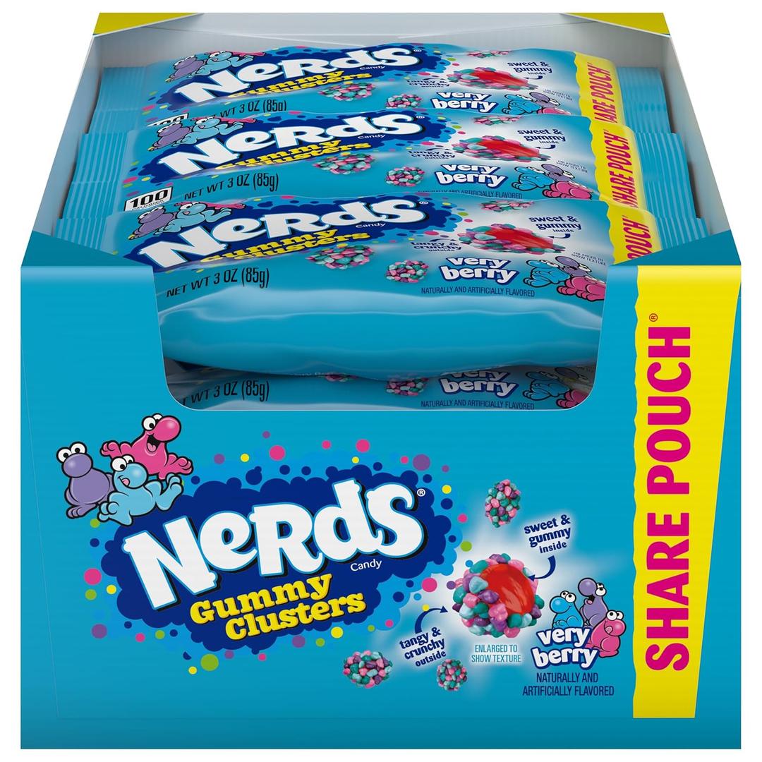 Nerds Gummy Clusters Candy, Very Berry, 3 Ounce (Pack of 12)