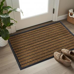 ubdyo Extra Durable Door Mat - Dirt Trapping Outdoor Welcome Mats - Non-Slip Outdoor Indoor Entrance - Low Profile Front Doormat (47" x 32", Bright Brown)