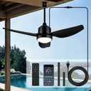 BZX Waterproof Outdoor Ceiling-Fan with Light - 52" Modern Ceiling Fans with 3 Colors LED Light, App & Remote Control, Quiet DC Motor, for Patios Gazebo, Black, Large