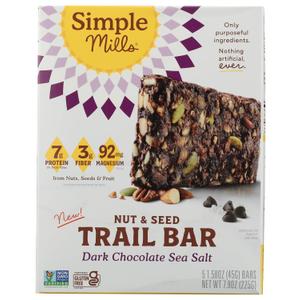 Simple Mills Dark Chocolate Sea Salt Bar 5pk, 7.9 OZ (EXP 07/13/26)