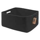 COMFY-HOMI Cotton Rope Woven Basket with Handles for Shelves,Toys,Book, Cloth Storage Baskets Bin for Organizing- 1 PCSToy Decorative Organizer for Living Room, Bathroom 17" x 13" x 7.5" - All Black