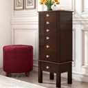 Hives and Honey Crystal Jewelry Armoire, 6 Felt-Lined Drawers, Side Necklace Hooks, Built-In Mirror, Cord Port, Elegant Beaded Trim, Jewel Knobs, Jewelry Storage Organizer (Espresso)