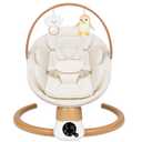 Baby Swings for Infants | Electric Portable Baby Swing with Bluetooth, 5 Swing Speed, 3 Timer Settings, 10 Melodies, 5-Point Harness & Remote Control | Indoor & Outdoor Newborn Swing (Beige)