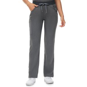 COMENII Scrubs for Women, Mid Rise Straight Leg Cargo Pants with Knit Yoga Waistband, Anti-Wrinkle Womens Scrubs Pants-R-Graphite L