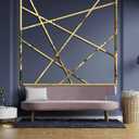 15 Pcs Mirror Wall Stickers, Self-Adhesive Acrylic Mirror Tiles, Removable Decals Stickers for Wall Frames/Wallpaper Border/Waist Lines (0.8" Width, Gold)