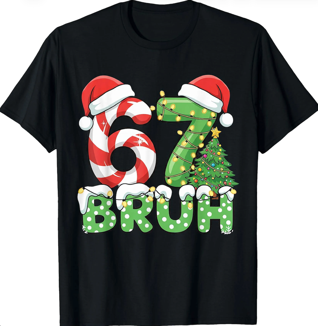 Christmas Six Seven 67 Funny Meme 6 7 Xmas Women Men Kids TShirt Medium