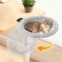 Pawaboo Cat Desk Bed, Sunken Cats Hammock with Steel Clamp Hold up to 40lbs, One-click Foldable Cat Side Table Beds with Soft Plush, Reversible & Washable Hanging Cats Bed for Game Office Home Desktop