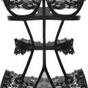 Avidlove Lingerie For Women Lace Bodysuit Strappy Underwired Babydoll Sleepwear One Piece Body Suit (Top M, Bottom L, Black)