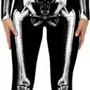 ALBIZIA Women's Skull Skeleton Halloween Costume Jumpsuit Bodysuit Cosplay Bodysuit Outfit (Small-Medium, X177)