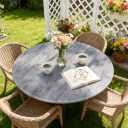 LUSHVIDA Round Waterproof Table Cover Elastic Tablecloth Vinyl Fitted Table Cover Elastic Edged Plastic Table Cloth (Wood Gray, Best for Up to 45"-56" Round)