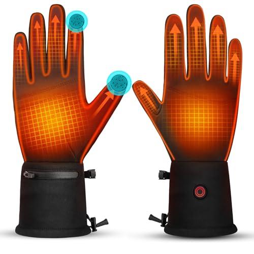 Heated Gloves for Men Women Liners Rechargeable Waterproof Electric Thin Gloves for Running Hiking Walking Driving, Small