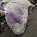 Menghomeus Floral Comforter Set  68" x 92" Purple Floral Pattern Printed on Grey, Soft Microfiber Bedding Set Lightweight Bed Set for All Season (1 Comforter, 2 Pillowcases)