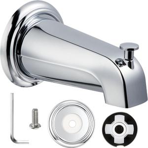 Dreyoo Slip On Diverter Tub Spout with Metal Cover Ring and Foam Gasket, Compatible with Kohler GP85556-CP, Bathroom Bathtub Faucet Set Replacement Fits 1/ 2'' Copper Water Tube (Polished Chrome)